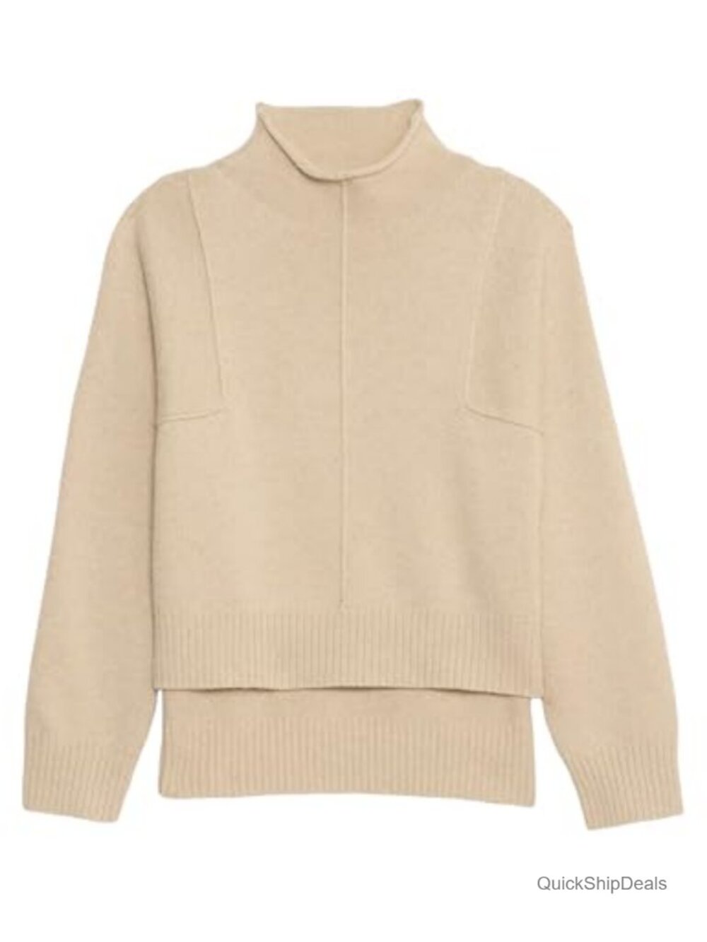 Women's Loose Knit Mock Neck Pullover Sweater
